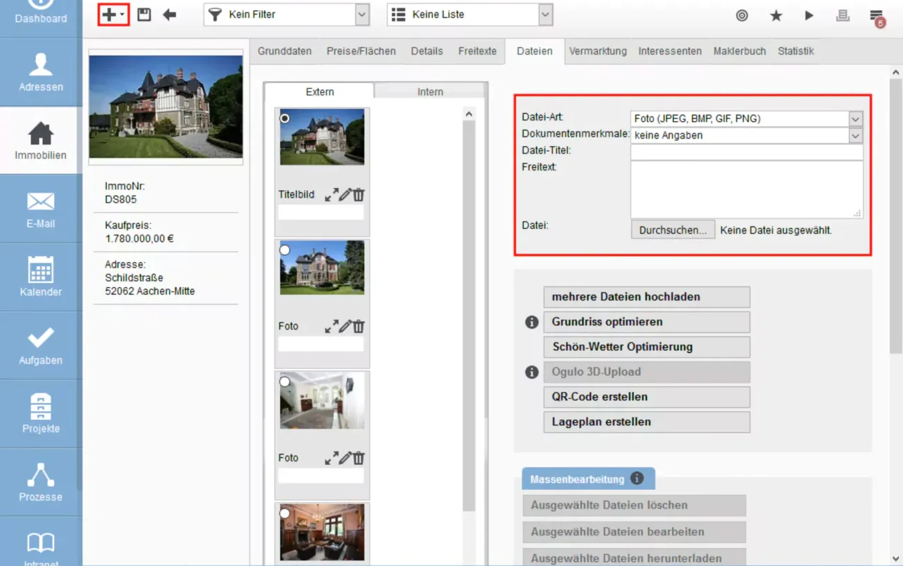 RealEstate admin panel image 2