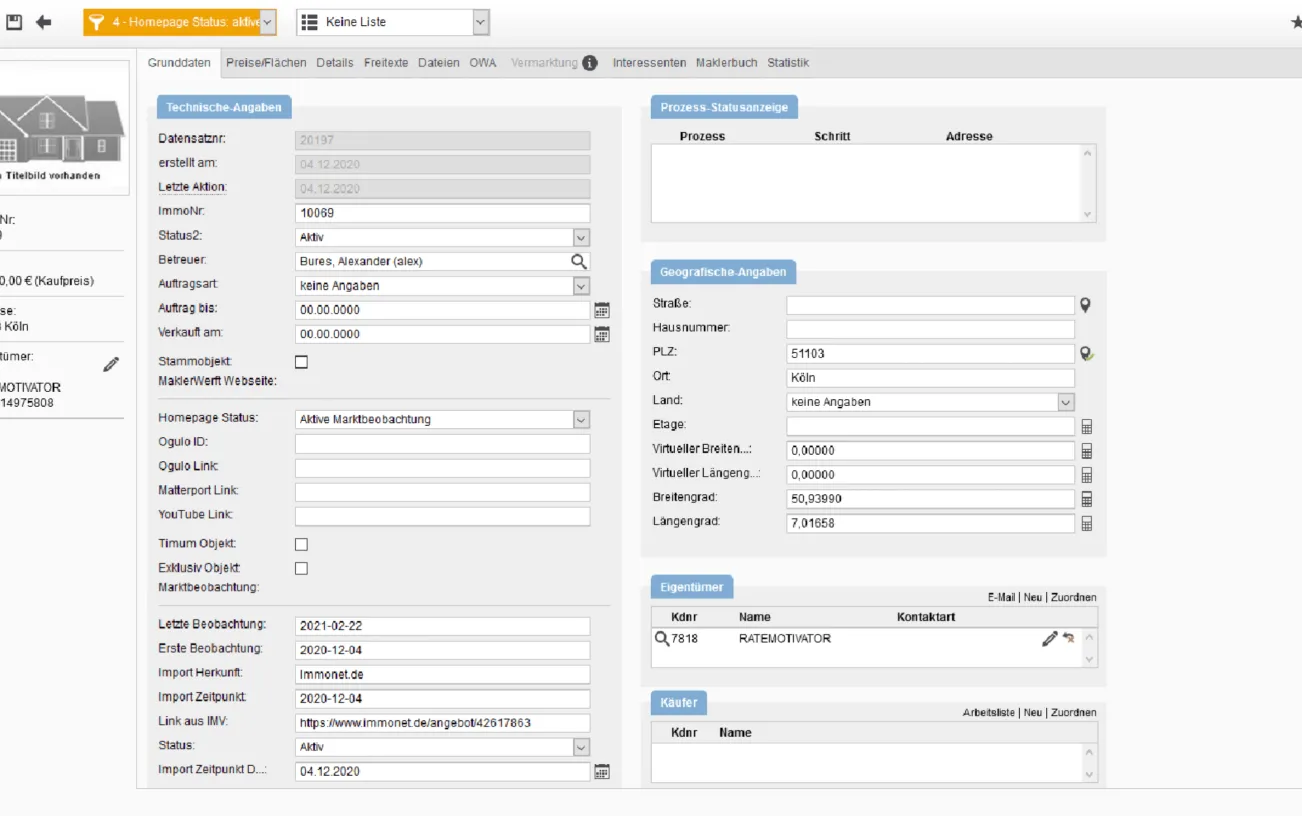 RealEstate admin panel image 3