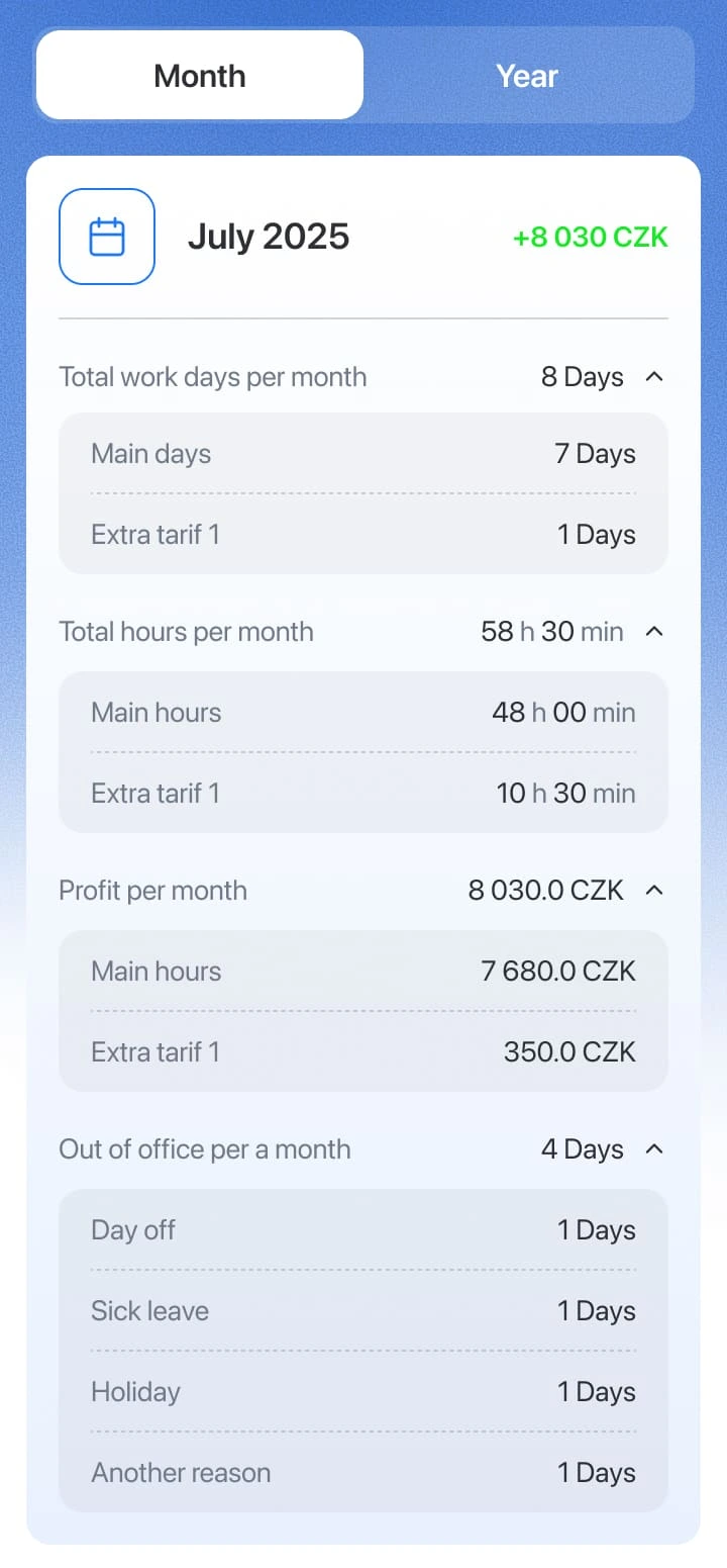 TaxMe mobile app card preview